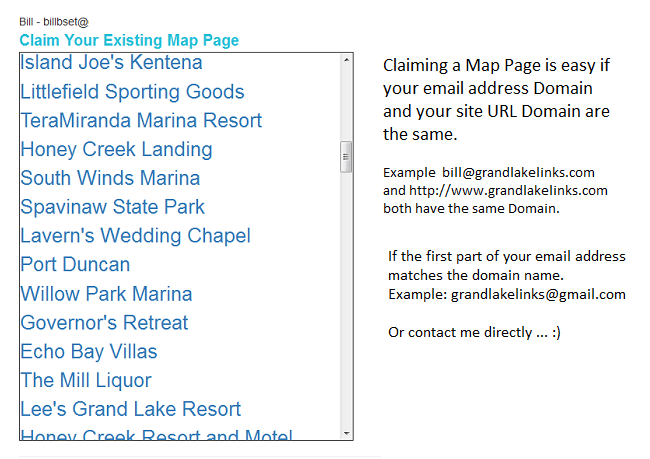 Claim your Map Page.